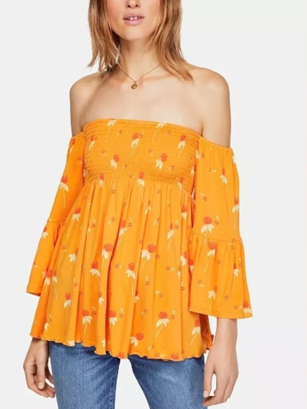 NWT Free People Lana Tunic Golden Poppy Combo Top Small